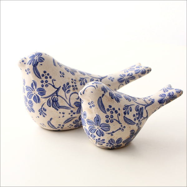 鳥 置物 陶器 オブジェ おしゃれ アンティーク クラシック シャビー