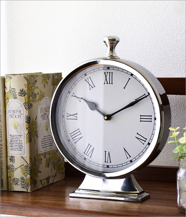 置き時計 おしゃれ アナログ 丸型 見やすい アンティーク ローマ数字