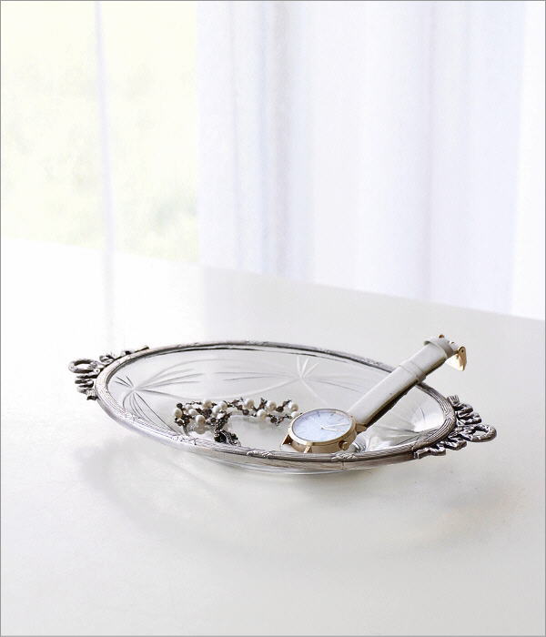 真鍮とガラスのハンドルトレー リボン(2)