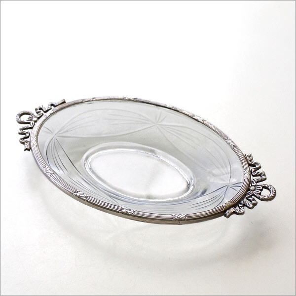 アクセサリートレイ ガラス 真鍮 アンティーク おしゃれ 脚付き