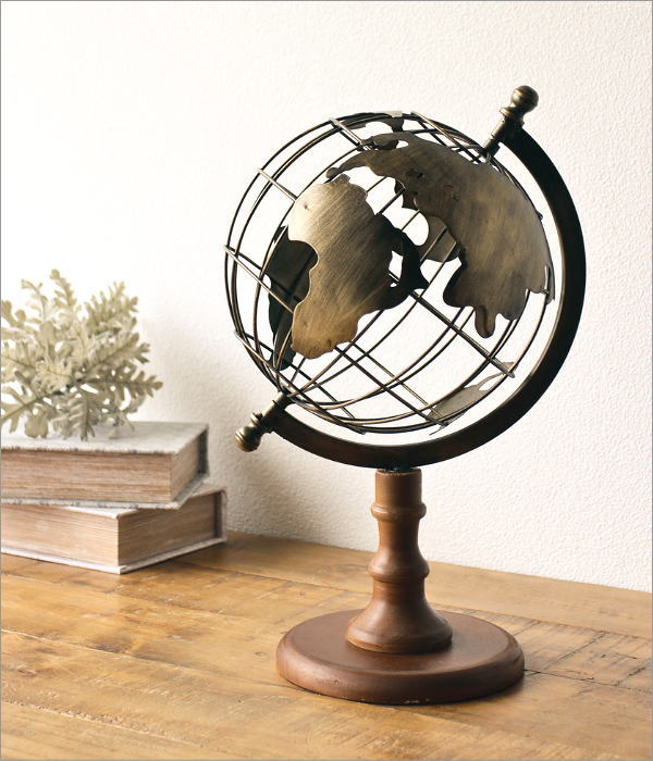 地球儀 オブジェ 置物 アンティーク インテリア雑貨 おしゃれ 木製