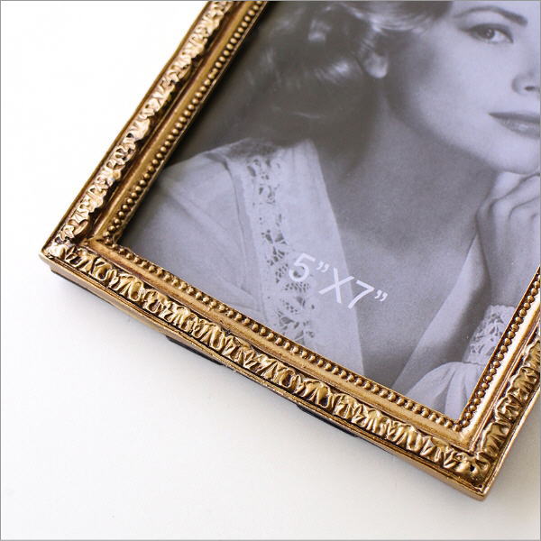 フォトフレーム 写真立て おしゃれ 卓上 置き型 アンティーク ゴールド