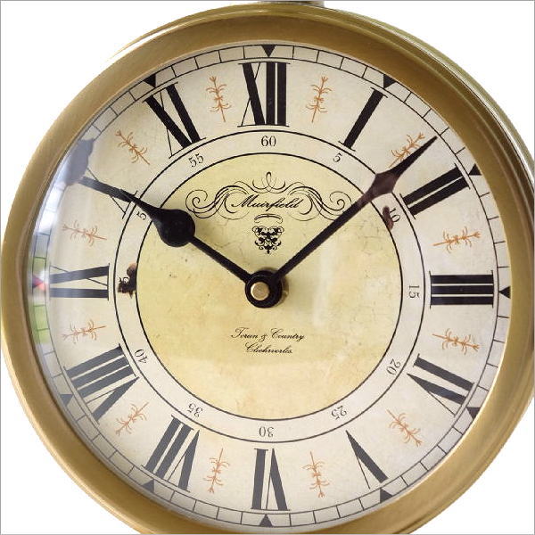 置き時計 クロック ゴールド ギアクロック ヴィンテージ スクエア