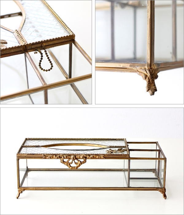 ティッシュケース 収納付き おしゃれ クリア 透明 ふた付き 脚付き