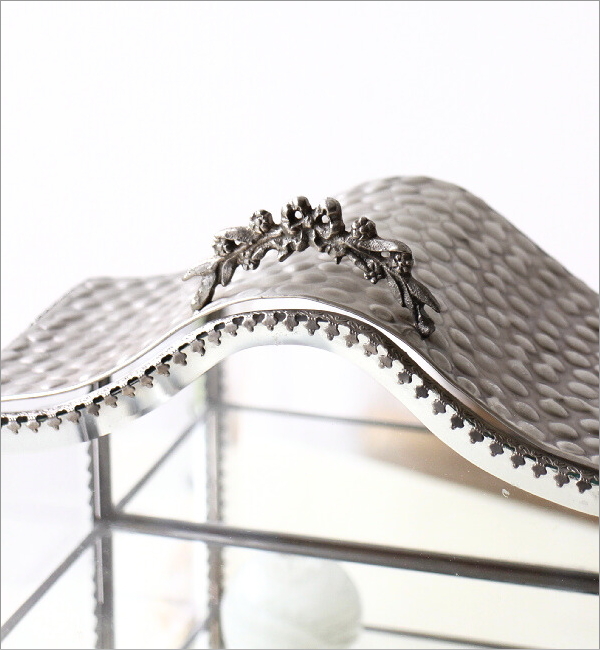 ホワイト真鍮とガラスのアーチキャビネットケース(4)