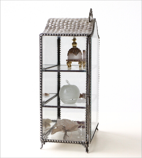 ホワイト真鍮とガラスのアーチキャビネットケース(6)