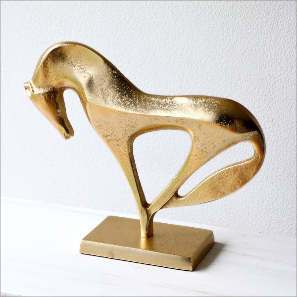 スタイリッシュなゴールドの馬の置物(2)