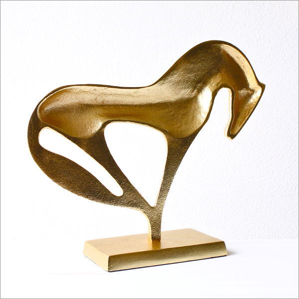 スタイリッシュなゴールドの馬の置物(6)