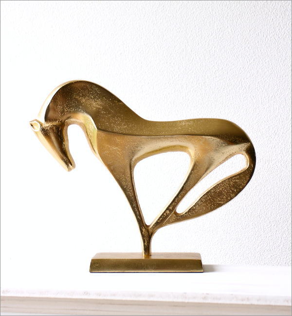 スタイリッシュなゴールドの馬の置物(7)