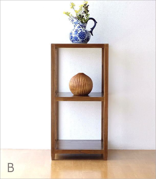 飾り棚 シェルフ 2段 おしゃれ ウッド 木製 シンプル スンカイ 無垢材 