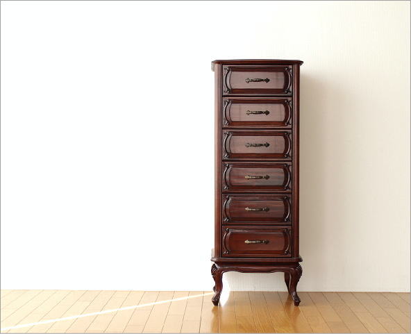 家具 無垢材 マホガニースリム六段チェスト(1)