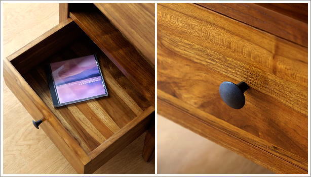 ベッドサイドテーブル ナイトテーブル チーク 無垢材 天然木 チーク