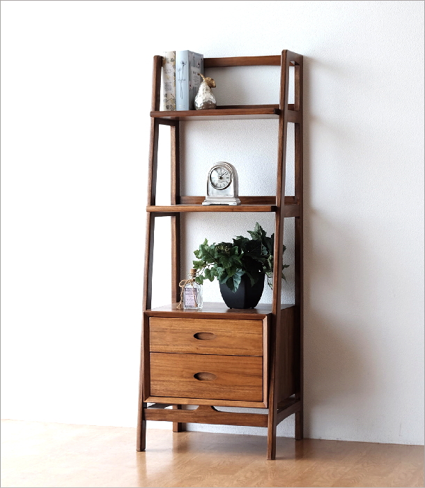 本棚 無垢材 天然木 飾り棚 木製 チーク オープンラック 見せる収納