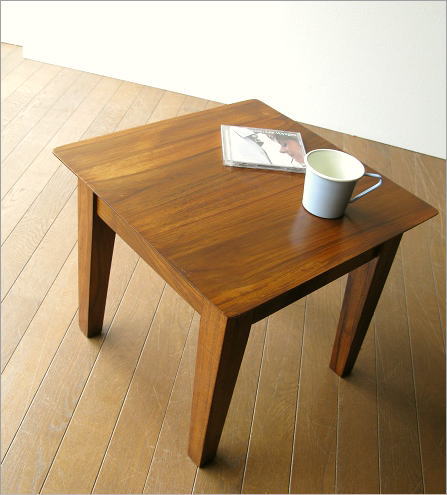 テーブル 45x45cm チークコンパクトテーブル45