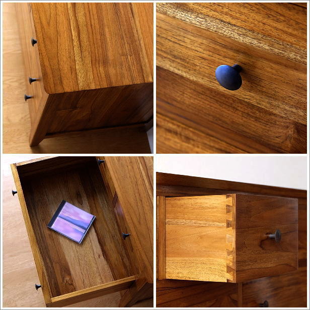 チーク無垢材チェスト　チークワイドチェスト120(4)