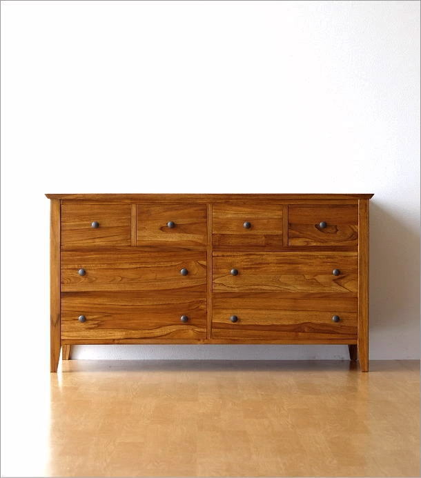 チーク無垢材チェスト　チークワイドチェスト120(6)