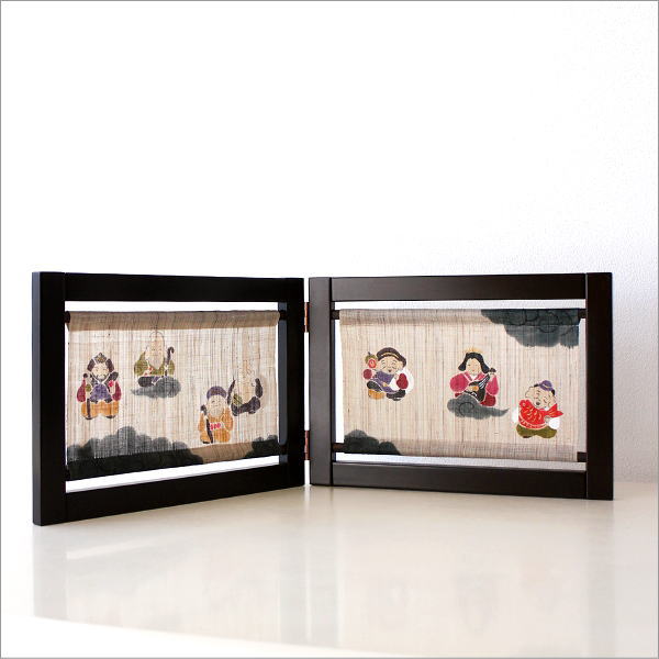 手染め麻布のミニ衝立 七福神(1)