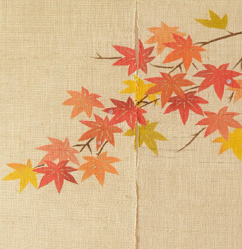手染め麻のれん風音 もみじ(3)