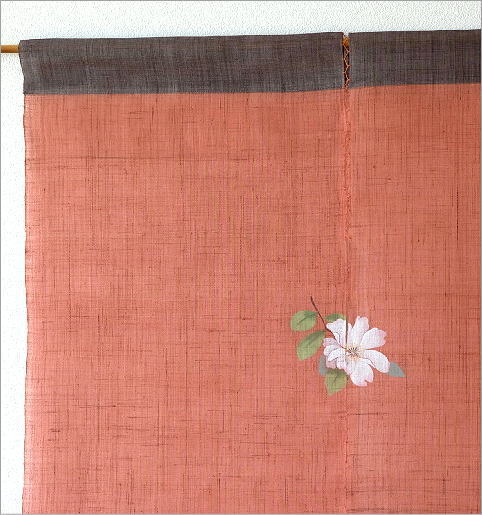 手染め麻のれん風音 山茶花(2)