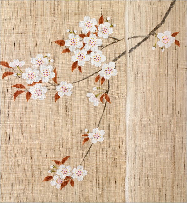 本麻のれん「墨描き桜」(3)