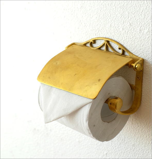 アンティークゴールドのトイレットペーパーホルダー