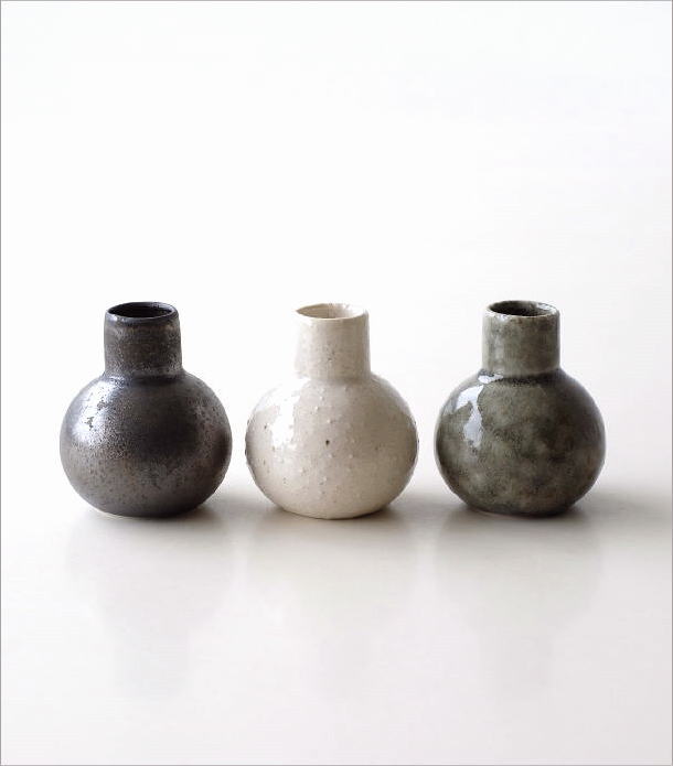 陶器の小さな小さな花瓶 3色セット(4)
