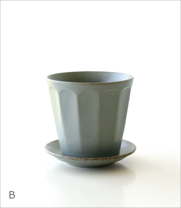 陶器の皿付き植木鉢 ４カラー(6)