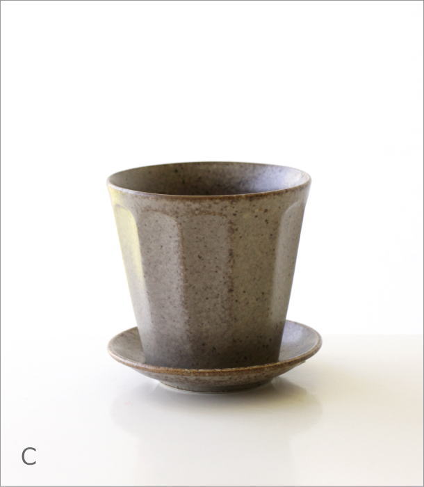 陶器の皿付き植木鉢 ４カラー(7)