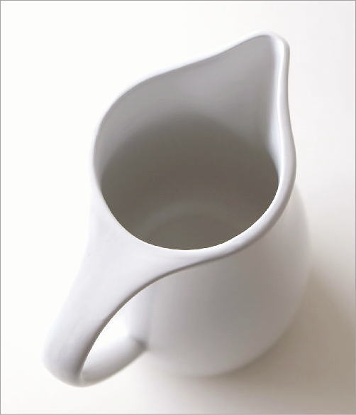 陶器の白いピッチャーベース L(2)