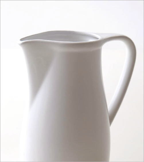 陶器の白いピッチャーベース L(3)