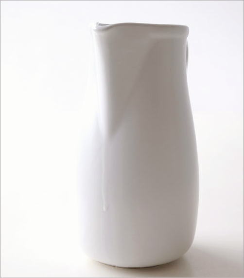 陶器の白いピッチャーベース L(4)