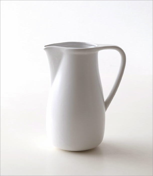 陶器の白いピッチャーベース L(5)