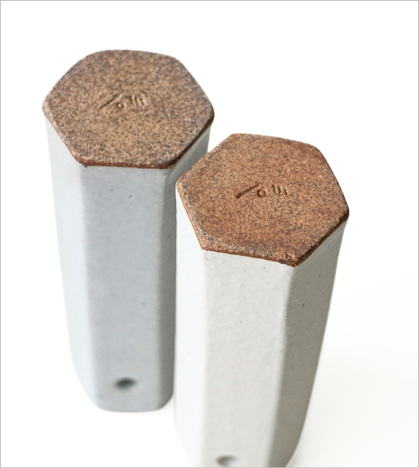 陶器の壁掛け花瓶 六角 2カラー(5)